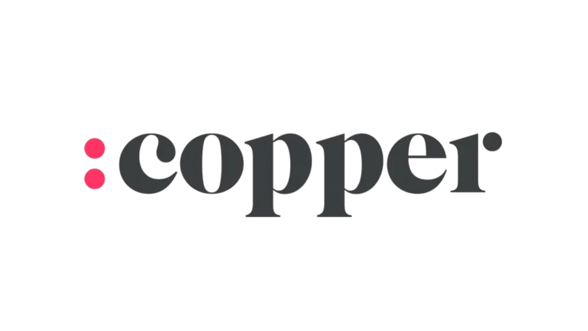 Copper CRM logo with black wordmark and pink icon on a white background.