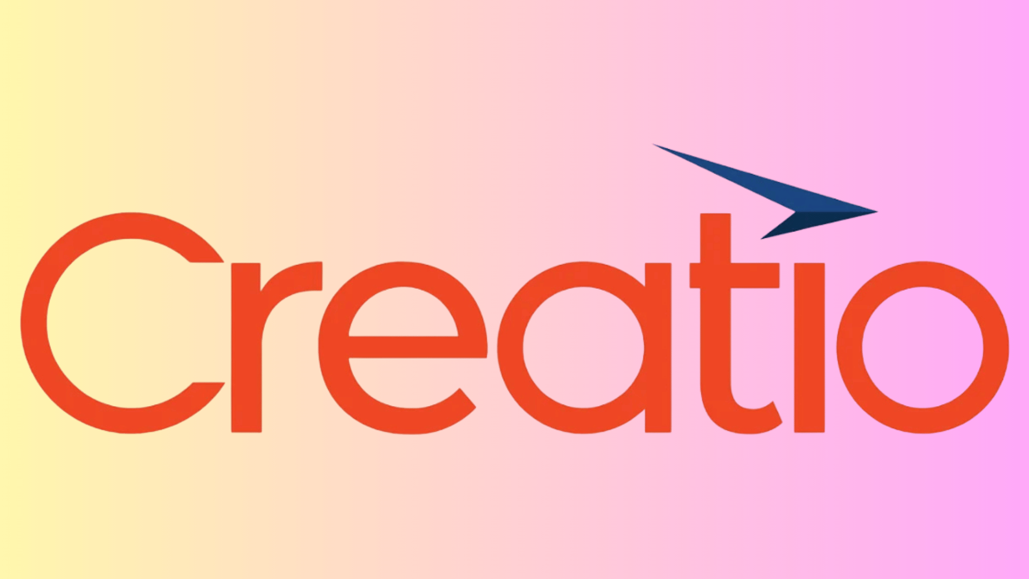 Creatio CRM logo in orange on yellow-pink gradient background