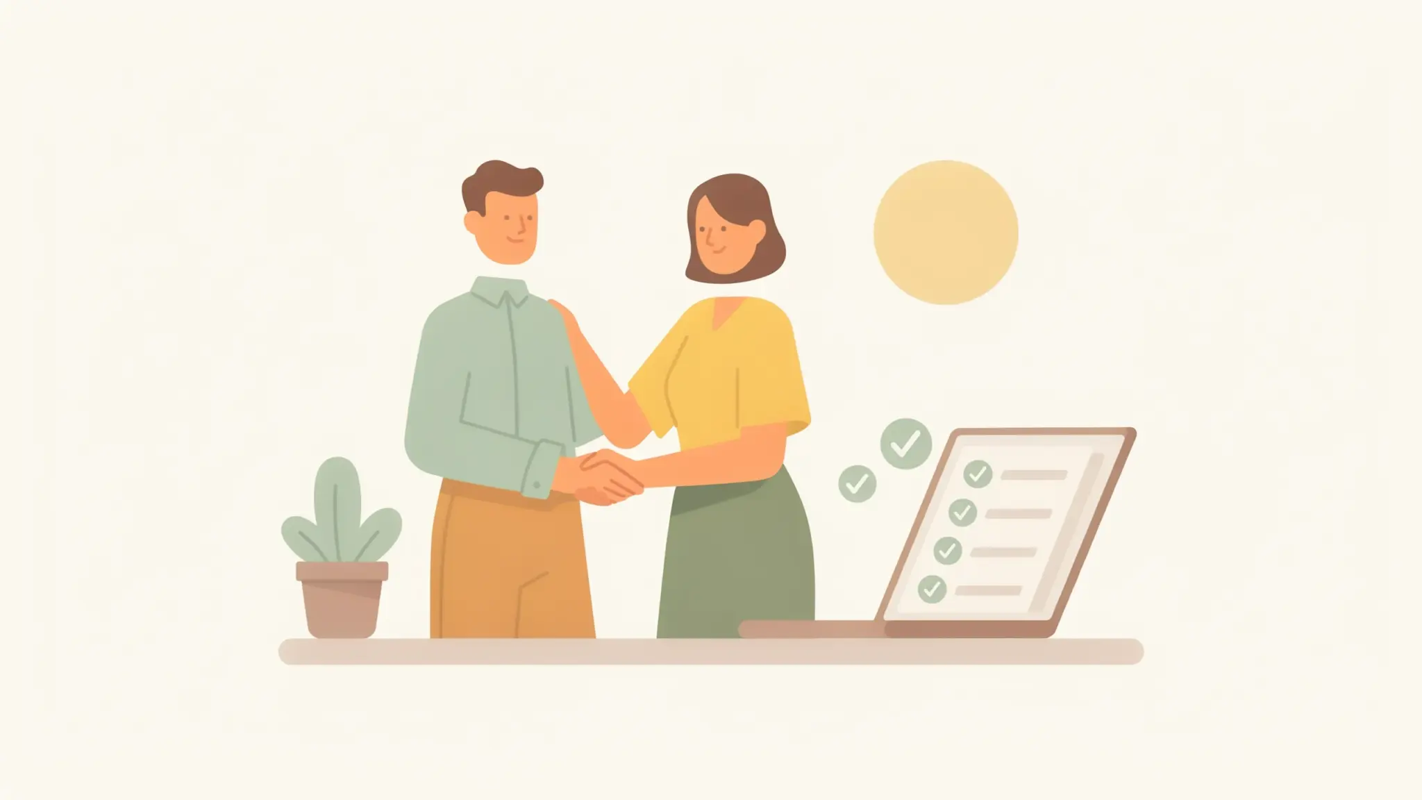 customer acceptance testing illustration showing users approving software with completed checklist and validation marks
