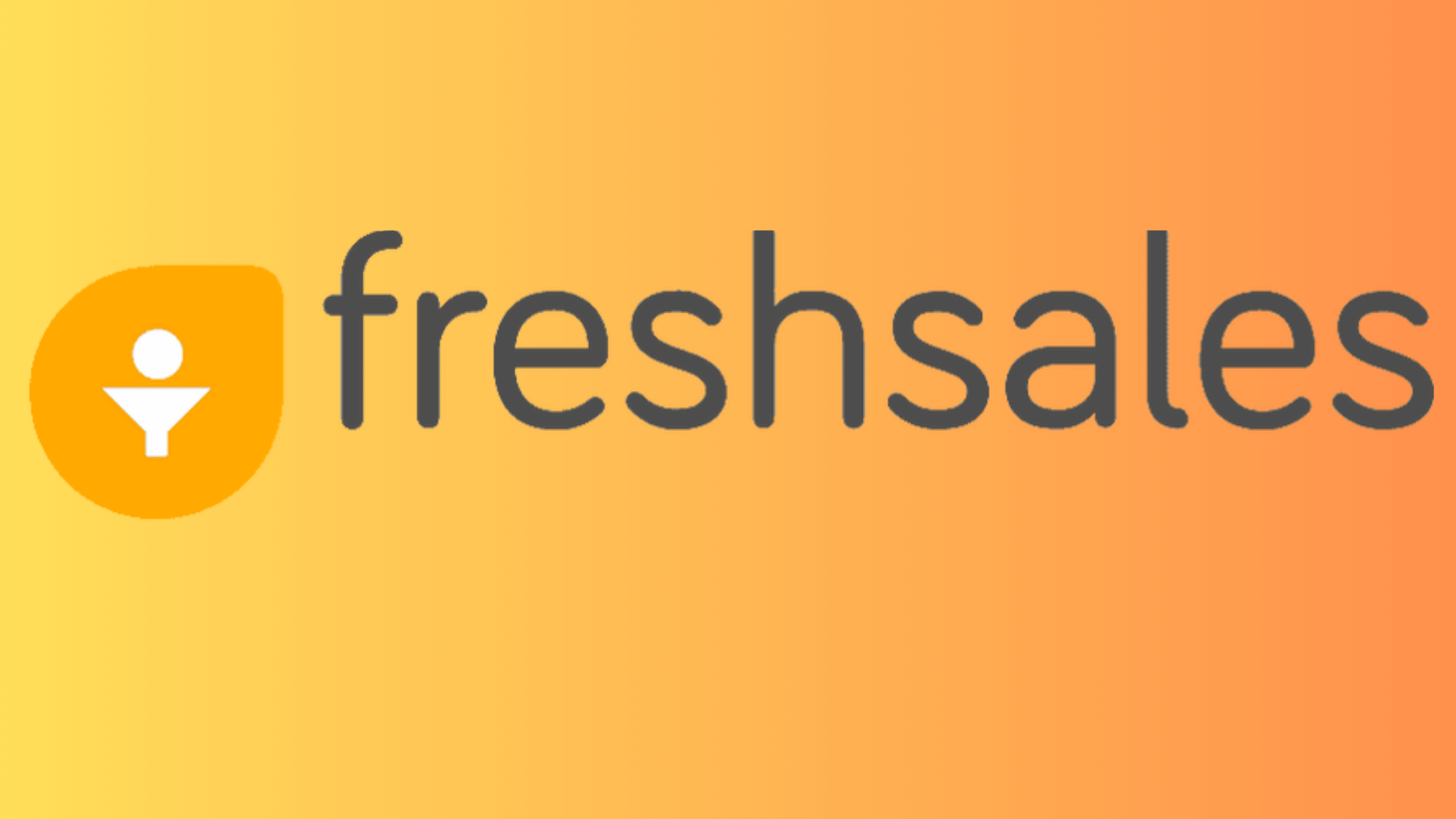 Freshsales CRM logo with funnel icon on yellow-orange gradient background