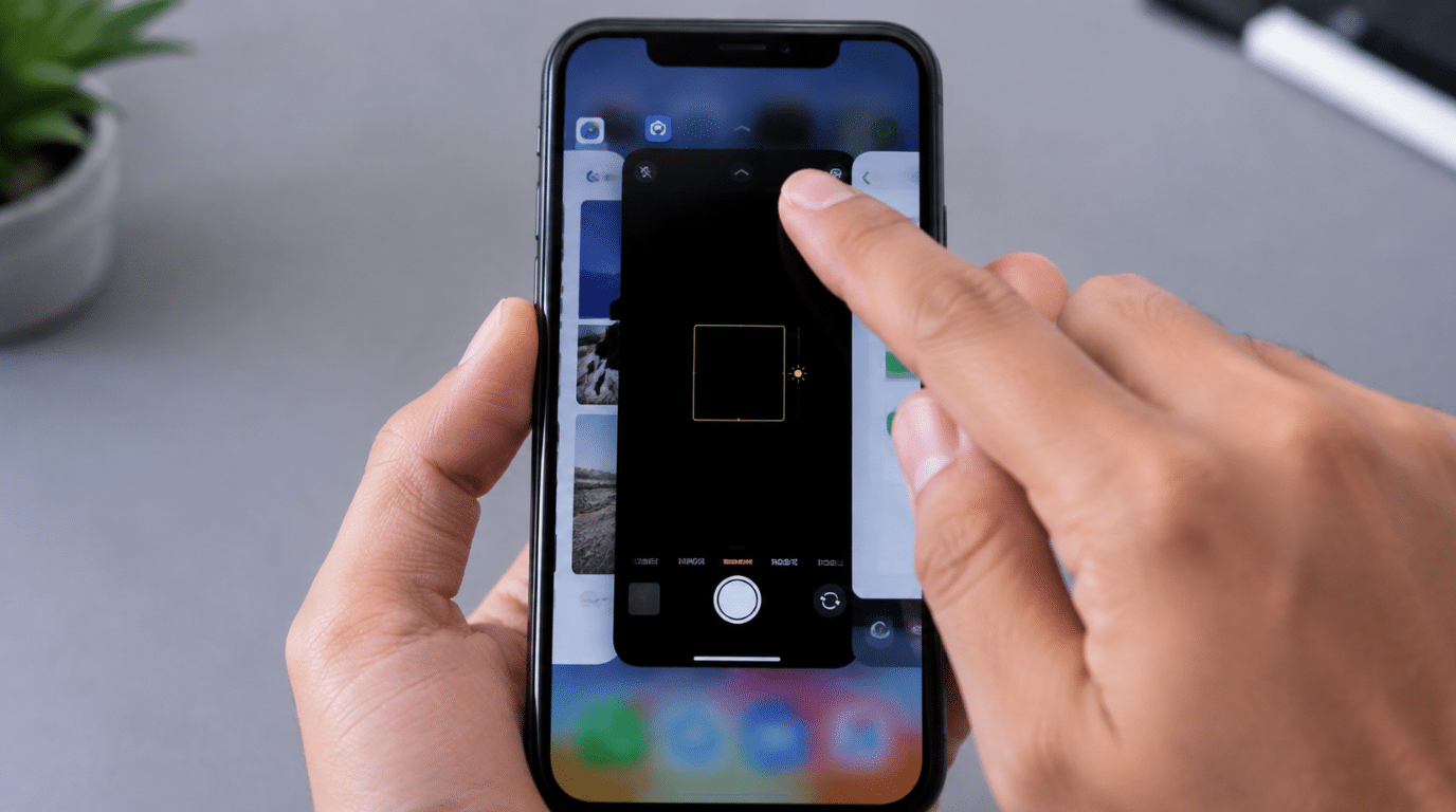 iphone app switcher showing camera app being closed to fix camera issues