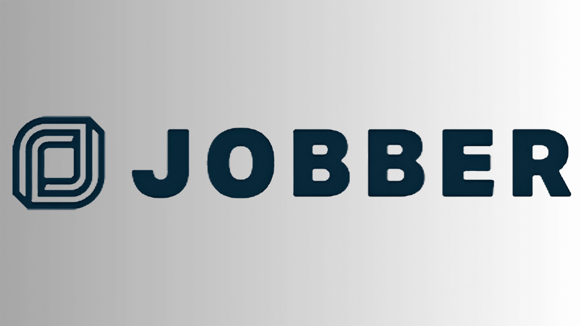 Jobber CRM logo in navy blue on gray gradient background