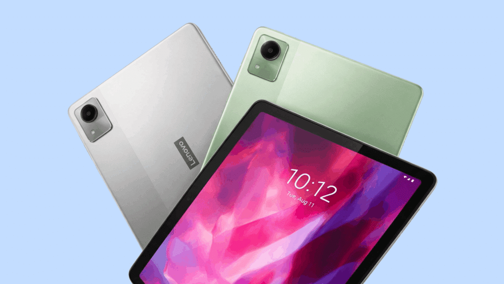 Lenovo Tab M11 tablets in grey and green with front display view