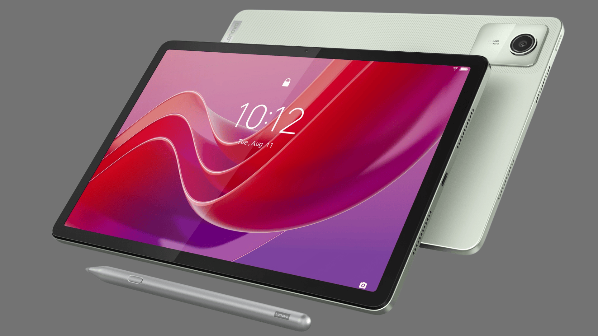Lenovo Tab M11 with stylus showing front and rear design