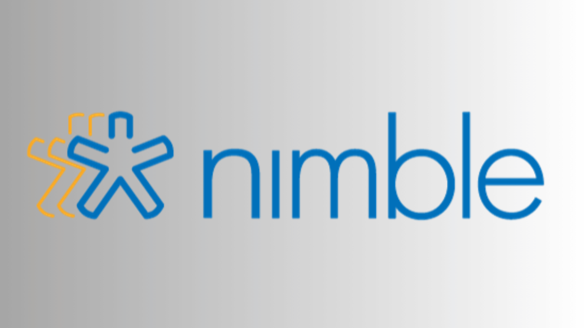 Nimble CRM logo with blue star icon on gray gradient background