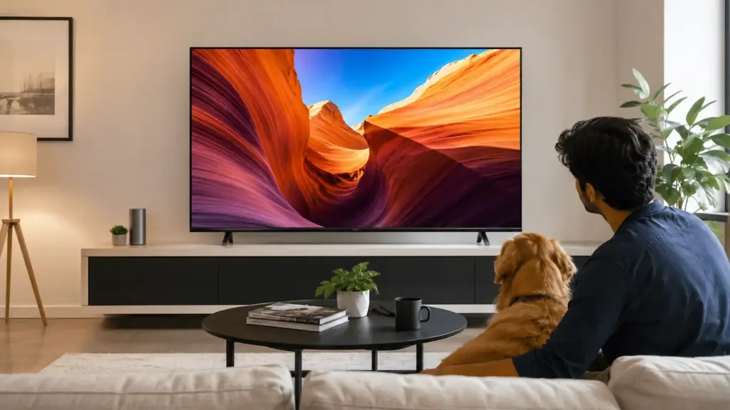 OLED television in a modern living room showing vibrant display quality