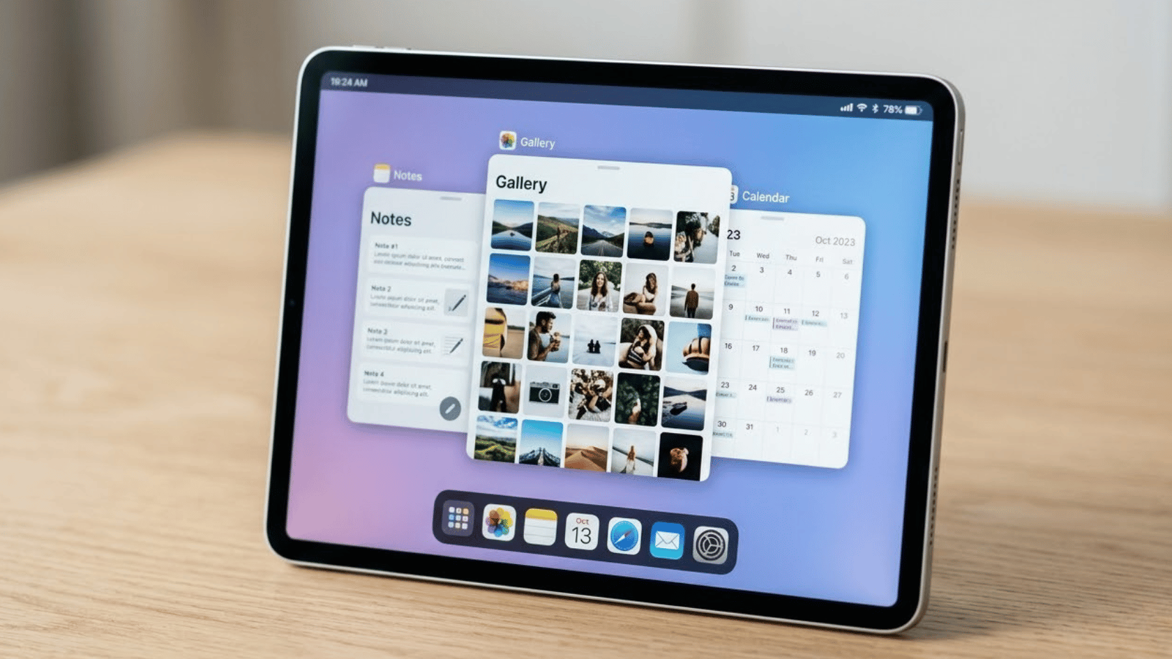 samsung galaxy tab s10 fe screen showing desktop-style multitasking with multiple app windows