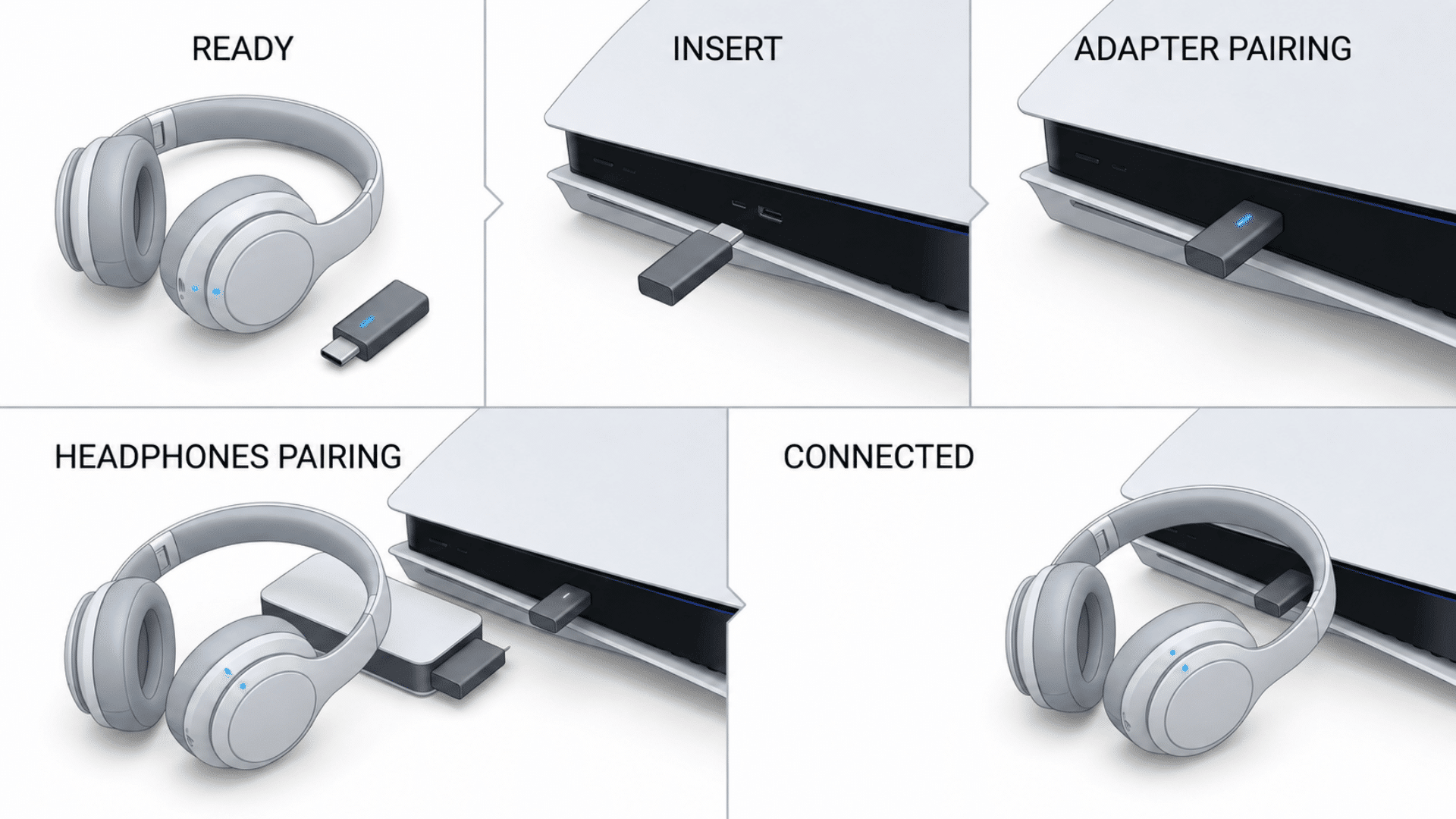 steps to pair Bluetooth headphones with a PS5 using a USB-C transmitter