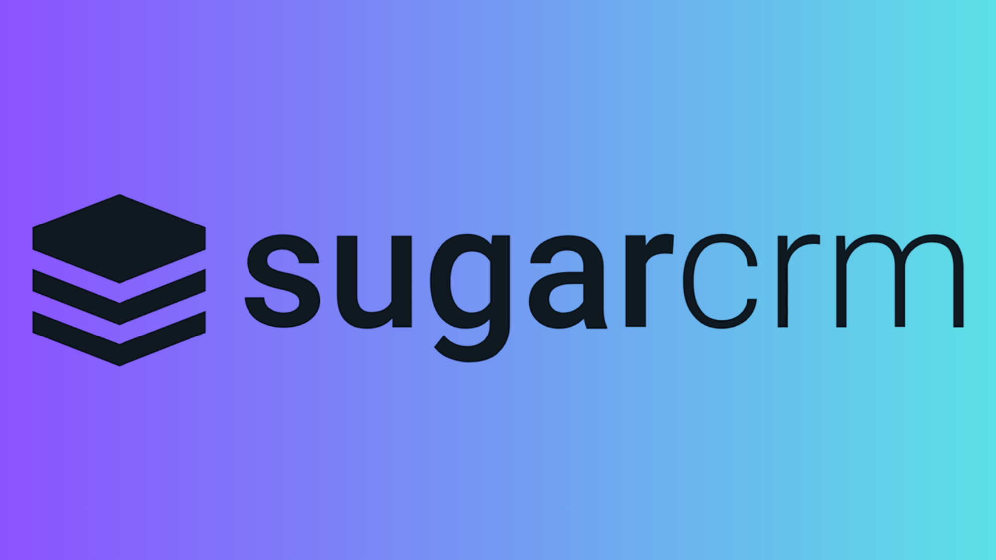 SugarCRM logo with layered diamond icon on purple-blue gradient background