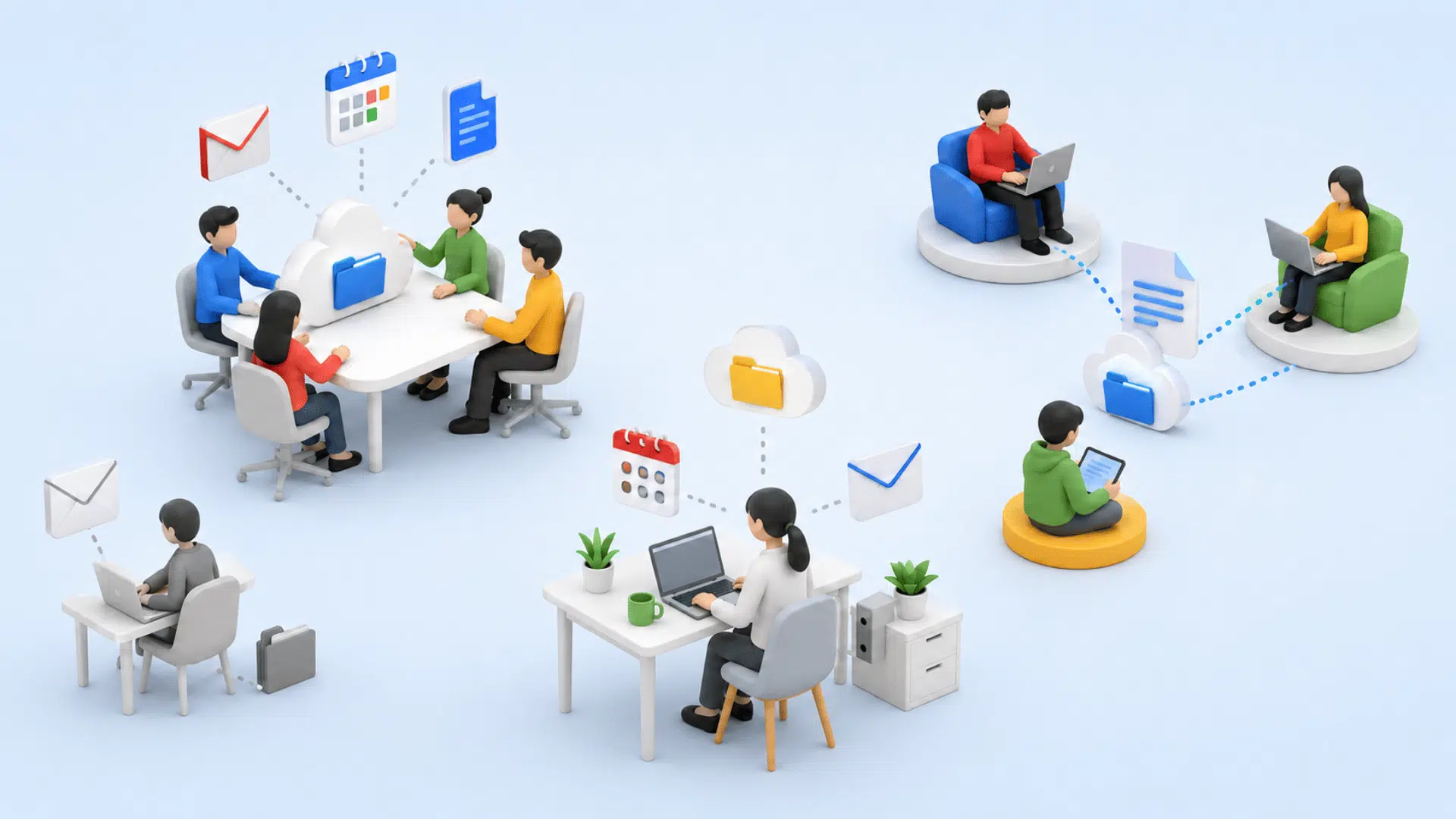teams, freelancers and remote workers share cloud files across connected devices