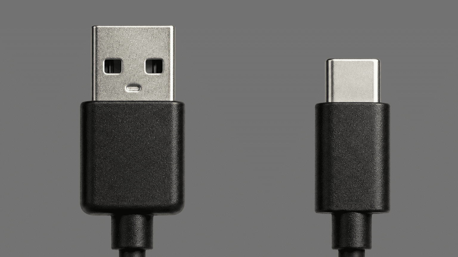 USB-A and USB-C cable connectors shown side by side on a neutral background