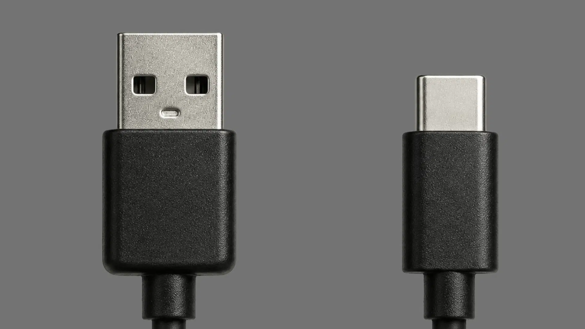 USB-A and USB-C cable connectors shown side by side on a neutral background