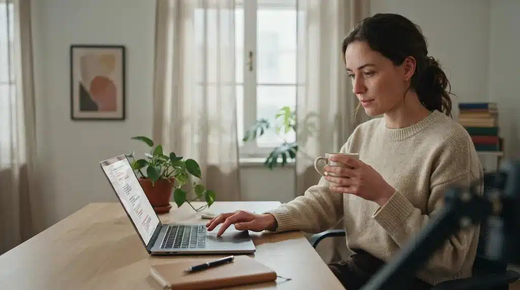 person using ai tool on laptop with text being processed into tokens