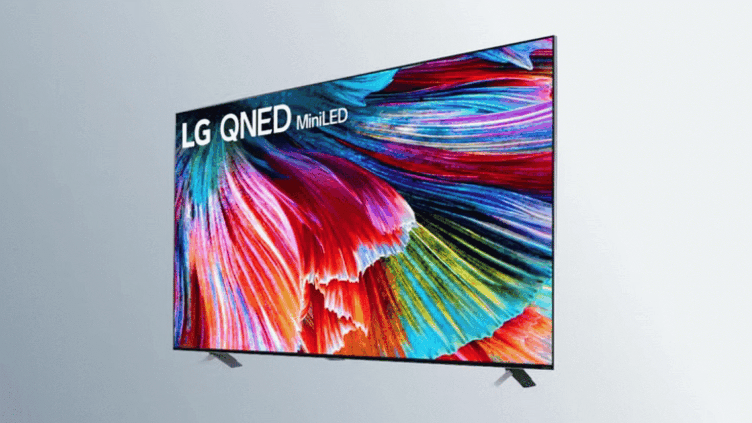 LG QNED TV with bright abstract display highlighting Mini LED technology