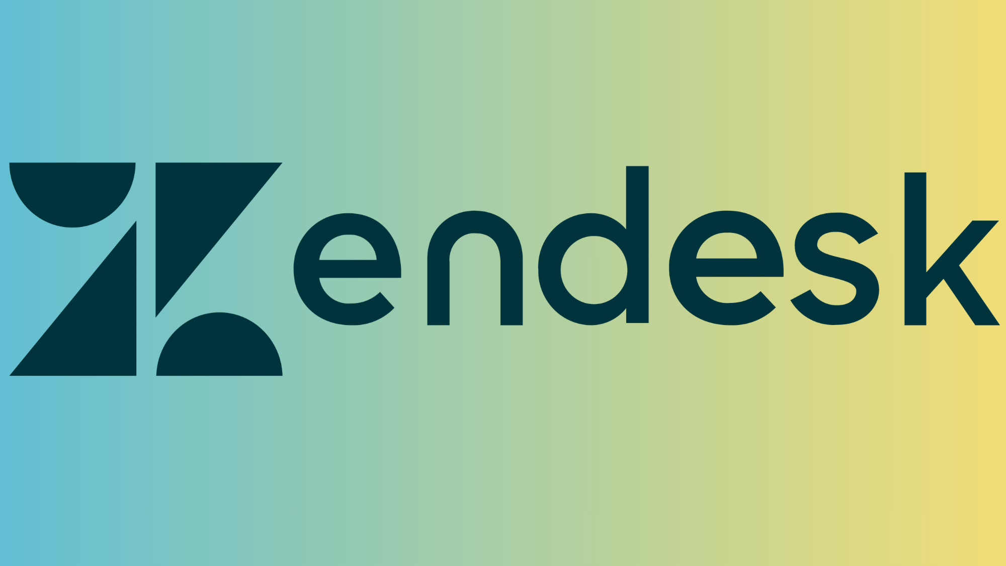 Zendesk logo in dark teal on blue-green-yellow gradient background